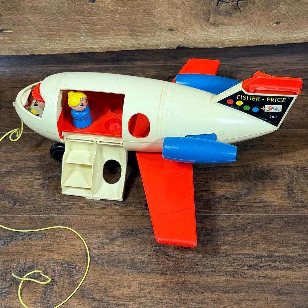 Vintage 1971 Fisher Price Little People Play Family Fun Jet #183